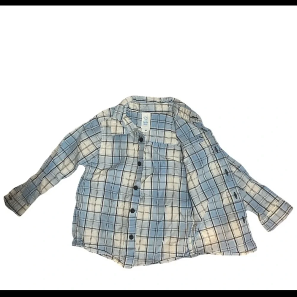 Primark Boys Size 2-3 Blue Plaid/Dinosaur Sweater & Cap Bundle